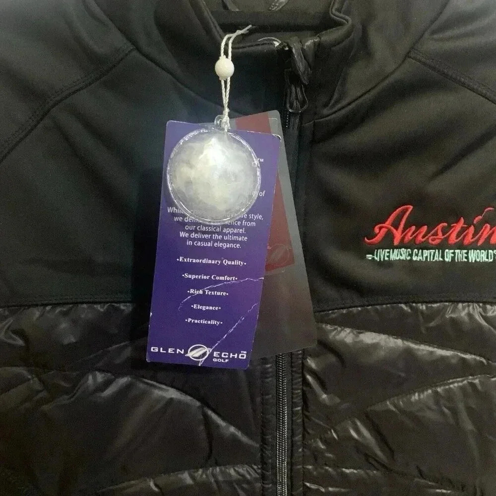 Glen Echo Black Puffer Vest "Austin-Live Music Capital of the World" Gorpcore L - Picture 5 of 8